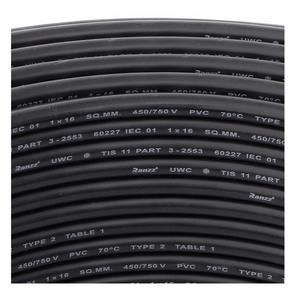 สายไฟ THW IEC01 RANZZ 1x16 ตร.มม. 100 ม. สีดำ