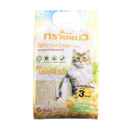 ทรายแมวเต้าหู้ PETUS กลิ่นนมกล้วย 6 ลิตร_0