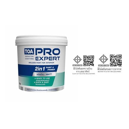 สีน้ำทาภายใน ชนิดด้าน TOA PRO EXPERT 2 IN 1 BASE B สีขาว 9 ลิตร_5