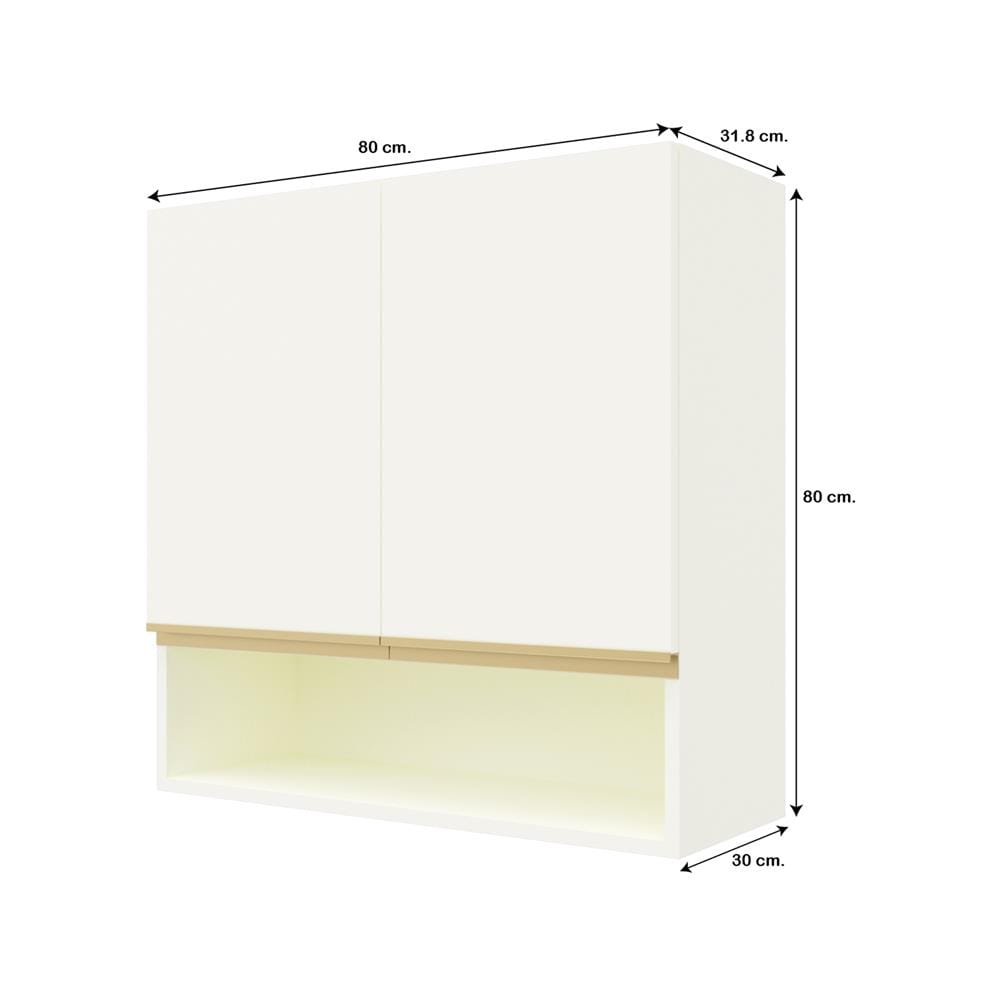 ตู้แขวนคู่เรียบช่องโล่ง D2 JUPITER JUVENTAS 80x80 ซม. สีขาว