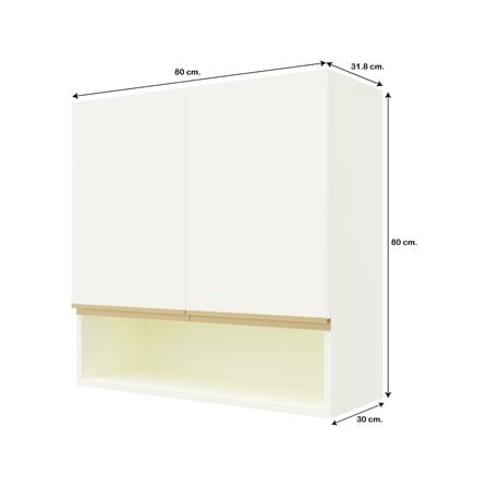 ตู้แขวนคู่เรียบช่องโล่ง D2 JUPITER JUVENTAS 80x80 ซม. สีขาว_4