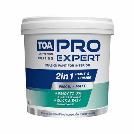 สีน้ำทาภายใน ชนิดด้าน TOA PRO EXPERT 2 IN 1 BASE D สีขาว 9 ลิตร