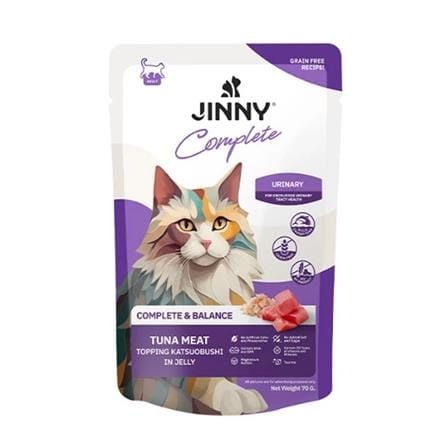 อาหารเปียกแมว JINNY COMPLETE TUNA KATSUOBUSHI JELLY 70 ก.