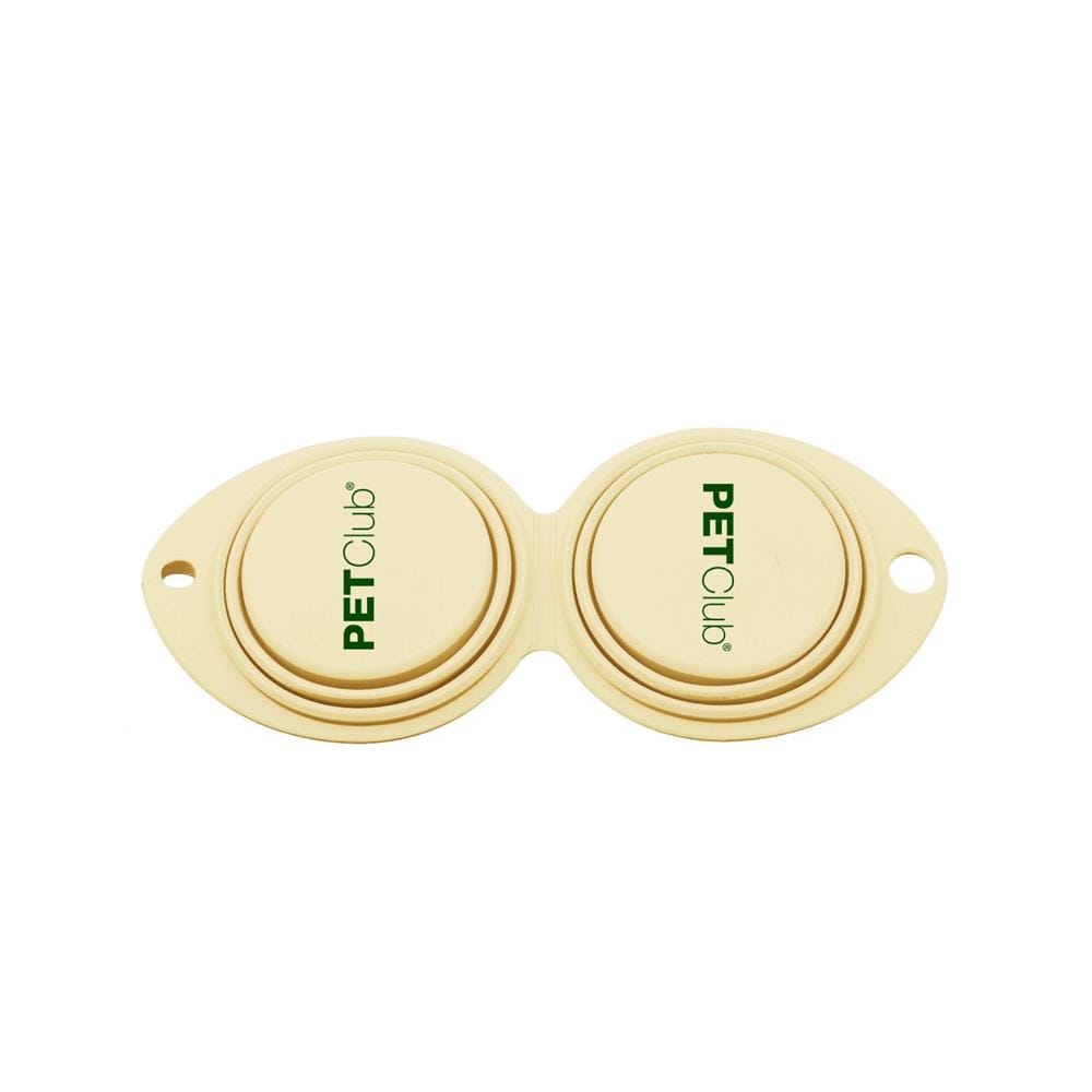 ชามอาหารสัตว์เลี้ยงพกพา PETCLUB TWIN TRAVEL BOWL สีครีม