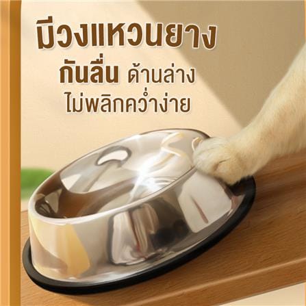 ชามอาหารสัตว์เลี้ยง กันลื่น PETUS 30 ซม. สีสเตนเลส_3
