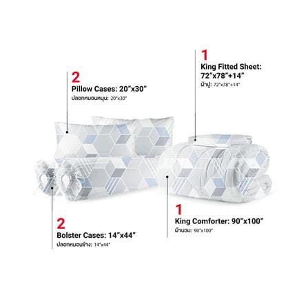 ชุดผ้าปูที่นอน 6 ฟุต (ชุด 6 ชิ้น) FROLINA MICROTEX DF070_2