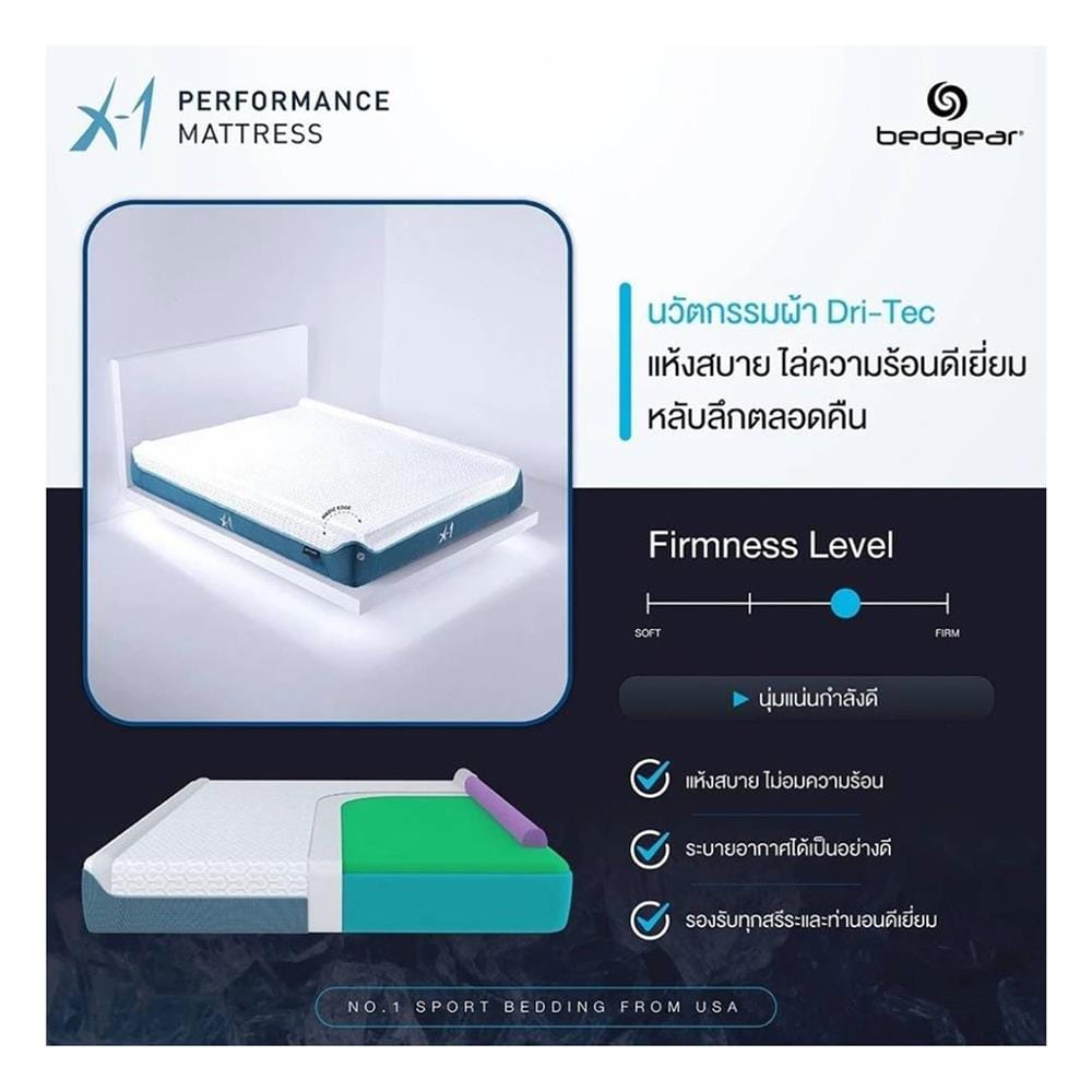 ที่นอนโฟม 3.5 ฟุต BEDGEAR รุ่น X1 พร้อมหมอนหนุน 1 ใบ
