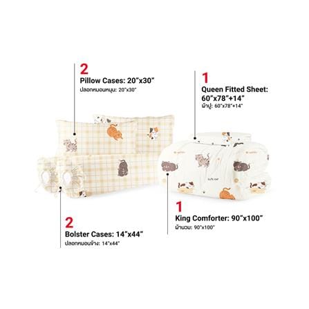 ชุดผ้าปูที่นอน 5 ฟุต (ชุด 6 ชิ้น) FROLINA MICROTEX DF066_2