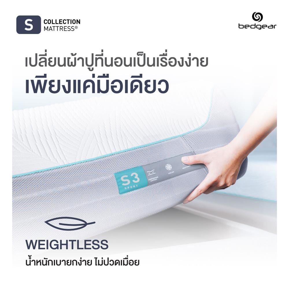 ที่นอนเมมโมรี่โฟม 5 ฟุต BEDGEAR รุ่น S3 พร้อมหมอนหนุน 2 ใบ