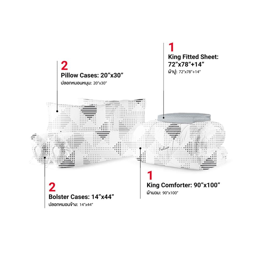 ชุดผ้าปูที่นอน 6 ฟุต (ชุด 6 ชิ้น) FROLINA MICROTEX DF071