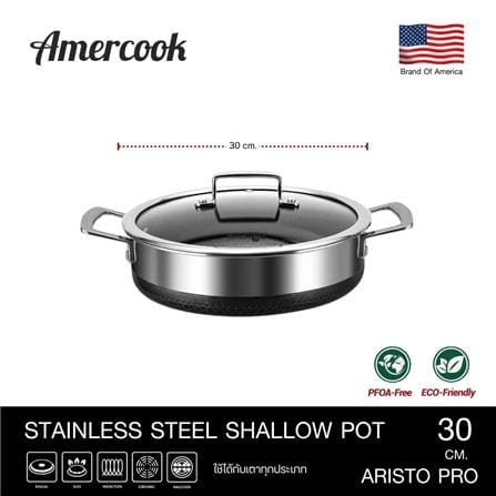 หม้อตื้นสเตนเลส 30 ซม. AMERCOOK ARISTO PRO_8