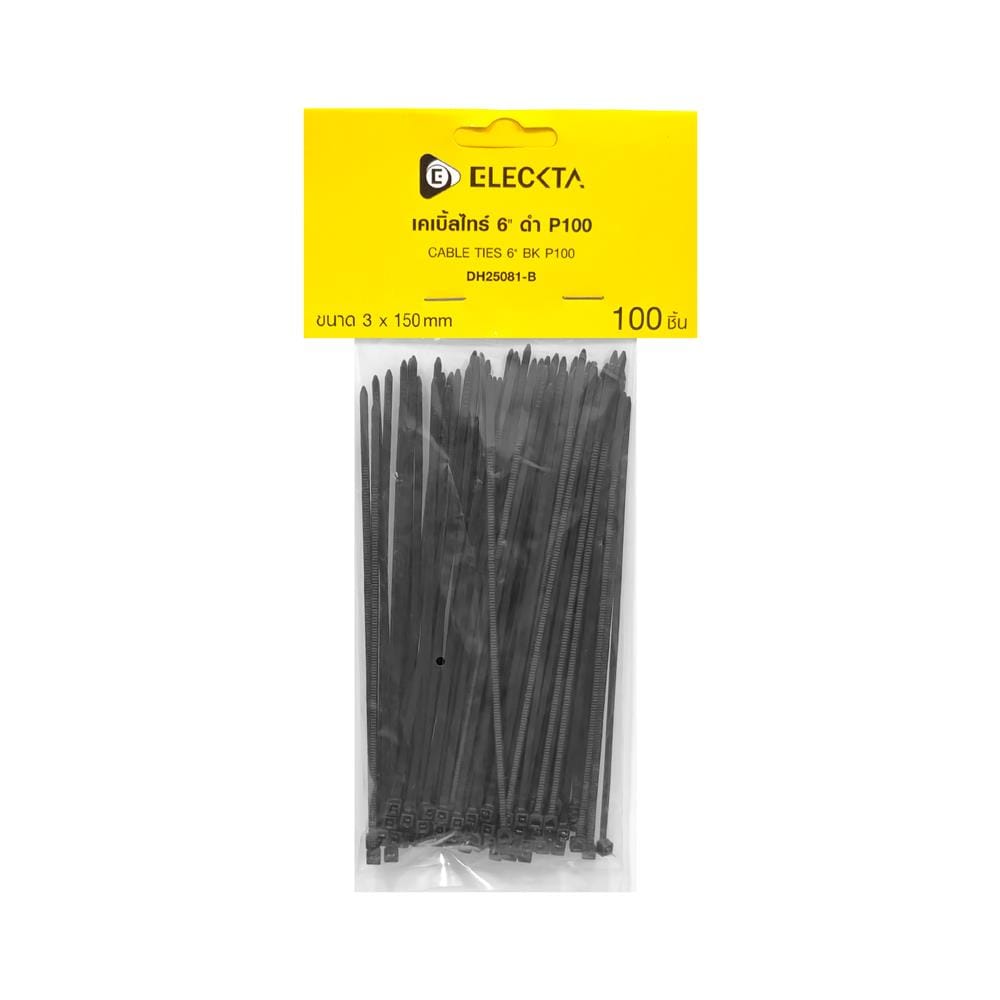 เคเบิ้ลไทร์ ELECKTA 6 นิ้ว สีดำ (แพ็ก 100 เส้น)