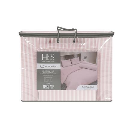 ชุดผ้าปูที่นอน 6 ฟุต (ชุด 6 ชิ้น) HOME LIVING STYLE LINEA สี PINK_4