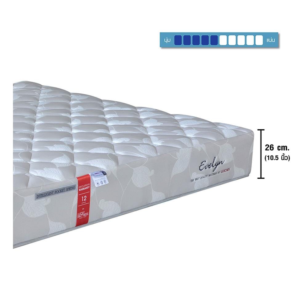 ที่นอนพ็อกเก็ตสปริง 5 ฟุต LUCKY MATTRESS รุ่น EVELYN