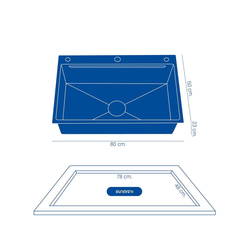 ซิงค์ฝัง 1 หลุม DYNA HOME DH-8050-BKMS1B สีดำ