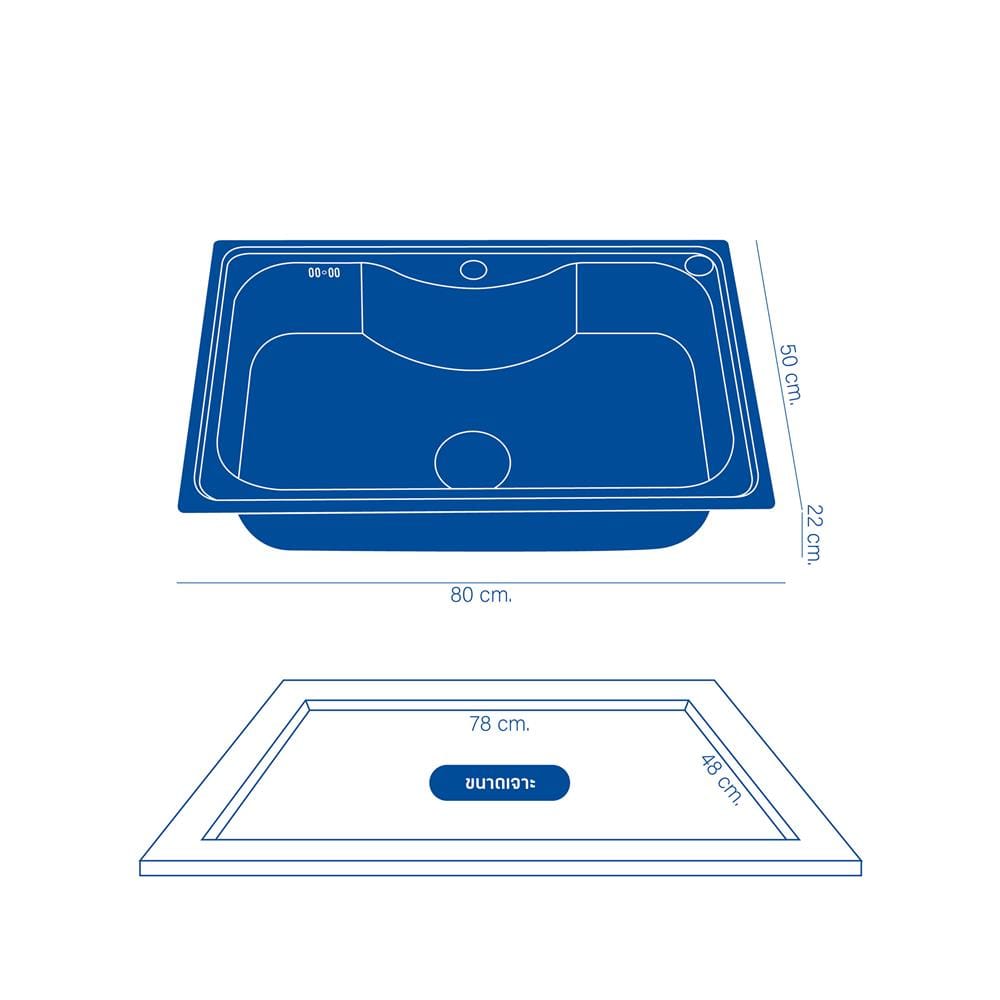 ซิงค์ฝัง 1 หลุม DYNA HOME DH-8050-STMS1B สเตนเลส