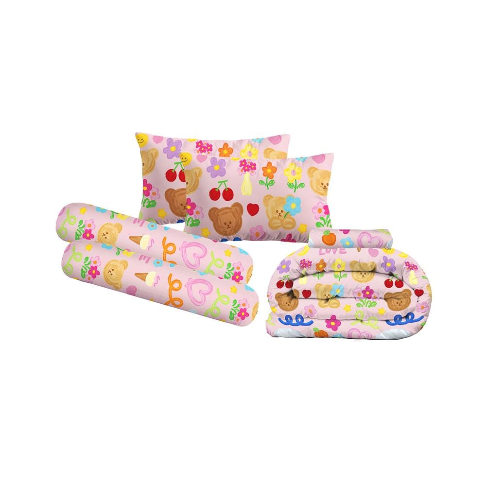 ชุดผ้าปูที่นอน 5 ฟุต (ชุด 6 ชิ้น) LEILALYNN BLOOMING BEAR สี PINK