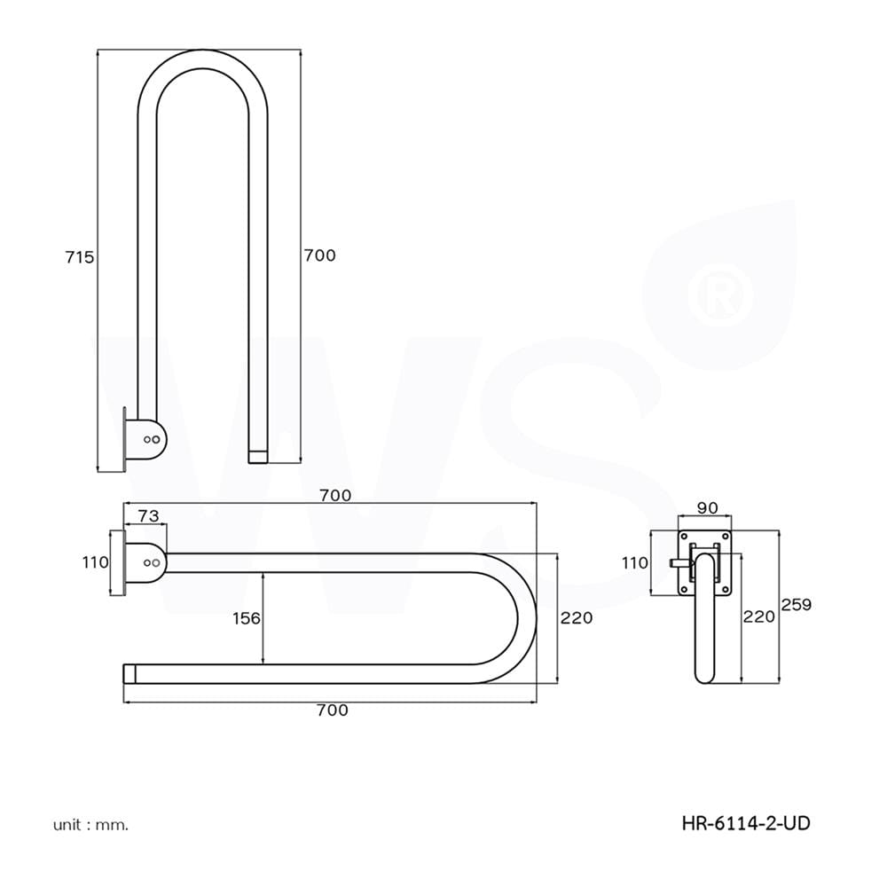 ราวมือจับ โยกขึ้น-ลง WS HR-6114-2-UD