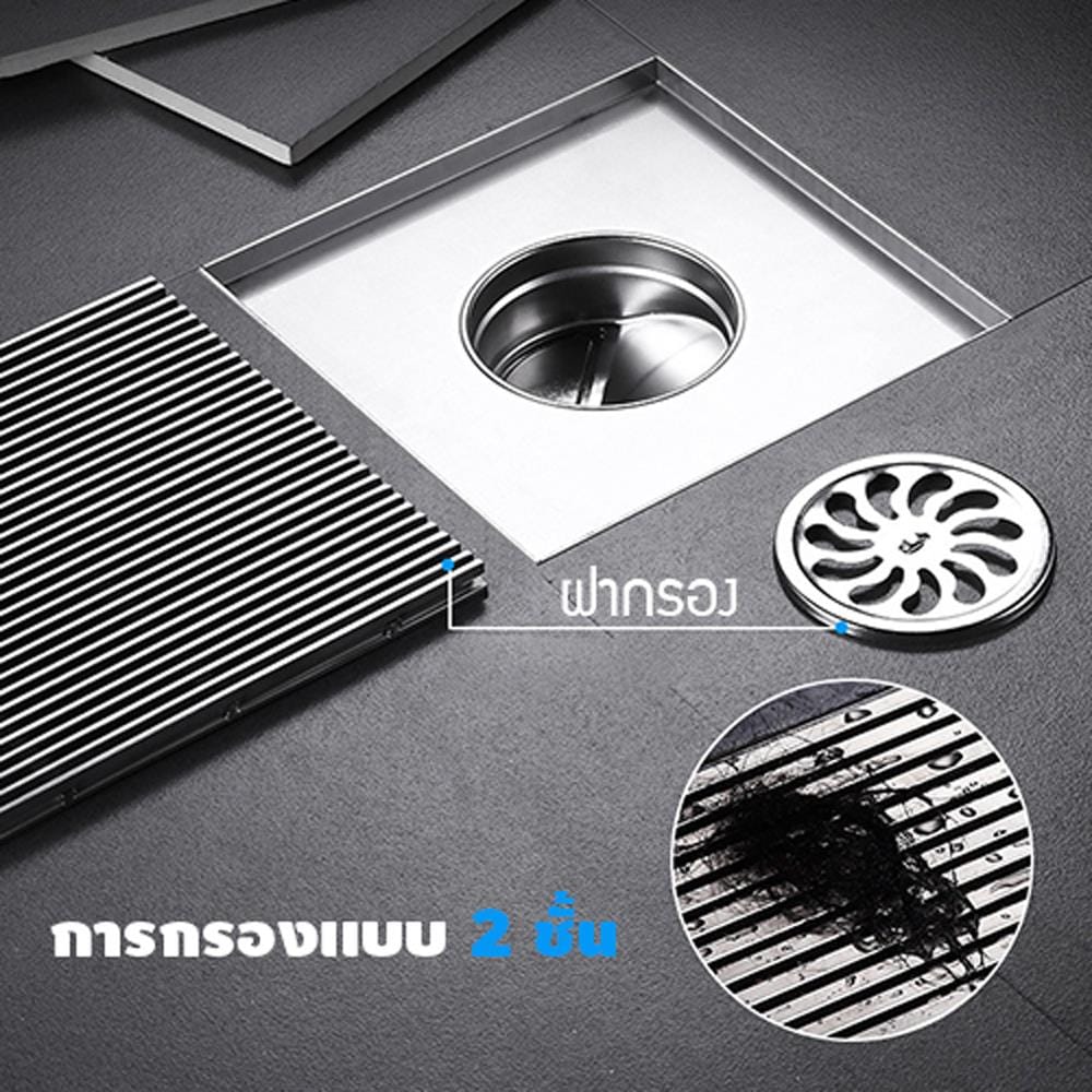 ตะแกรงกันกลิ่นเหลี่ยม CASSA CM0029 30 ซม. สีดำ
