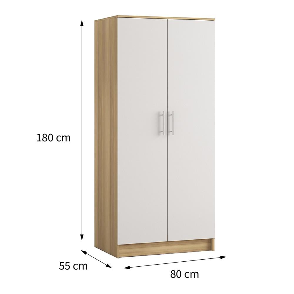 ตู้เสื้อผ้า 2 บานเปิด FURDINI HERO 80 ซม. สี NATURAL OAK/ขาว