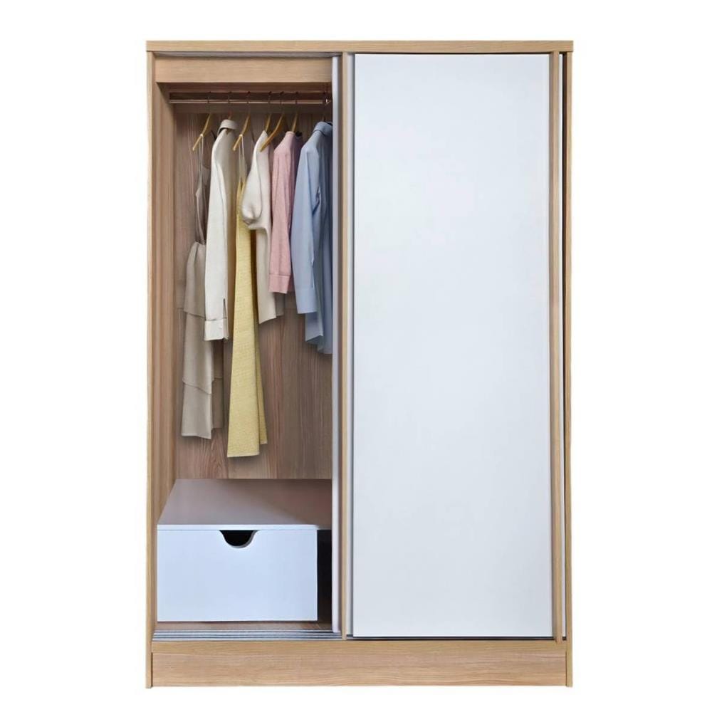 ตู้เสื้อผ้าบานเลื่อน FURDINI HERO 120 ซม. สี NATURAL OAK/ขาว