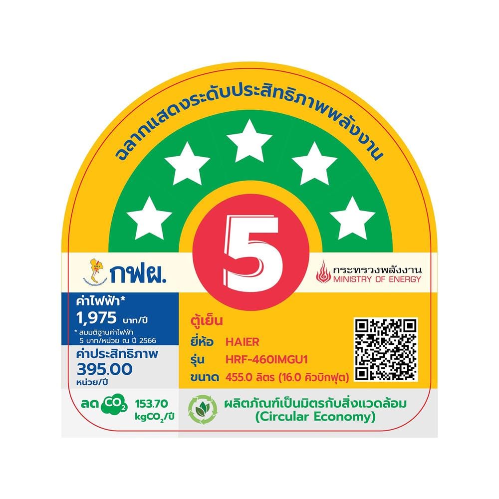 ตู้เย็น 2 ประตู HAIER HRF-460IMGU1 16 คิว กระจกขาว