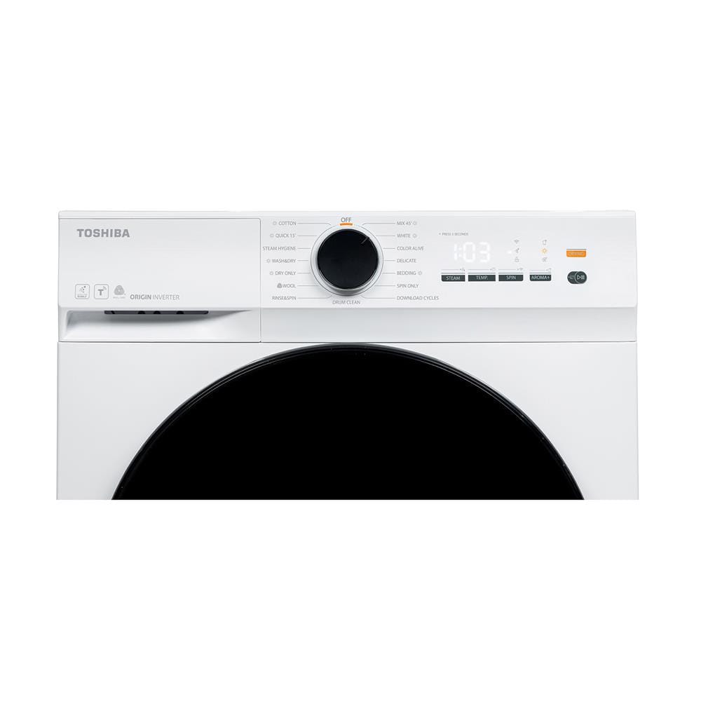 เครื่องซักอบผ้าฝาหน้า TOSHIBA TWD-T21BU95UWT(WW) 8.5/6 กก. 1400RPM อินเวอร์เตอร์ สีขาว