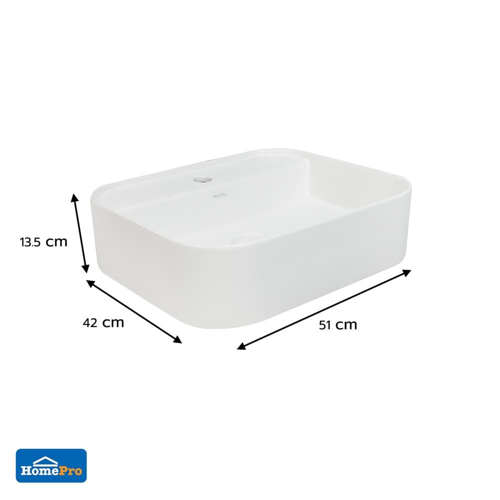 อ่างล้างหน้าวางบนเคาน์เตอร์ MOYA C-815 MATT WHITE