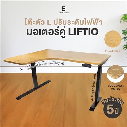 โต๊ะปรับระดับไฟฟ้า ERGOTREND LIFTIO 160 ซม. สีโอ๊ค/ดำ_2