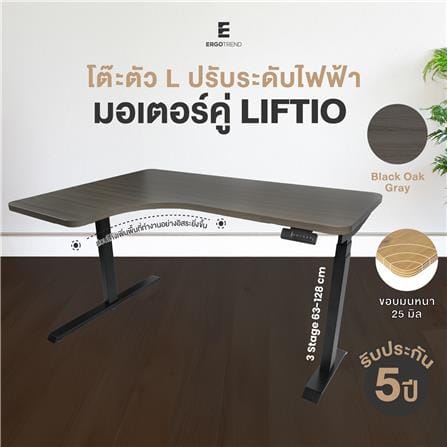 โต๊ะปรับระดับไฟฟ้า ERGOTREND LIFTIO 160 ซม. สีน้ำตาลโอ๊ค/ดำ_2