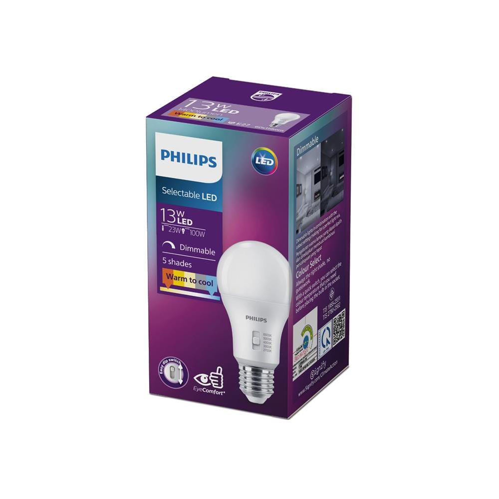 หลอด LED PHILIPS 13 วัตต์ DAYLIGHT/COOL WHITE/WARM WHITE E27