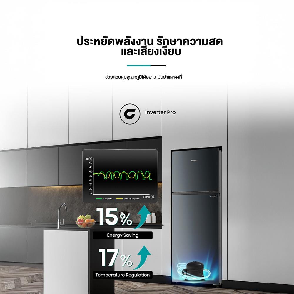 ตู้เย็น 2 ประตู HISENSE RT549N4TBN 15 คิว สีดำ