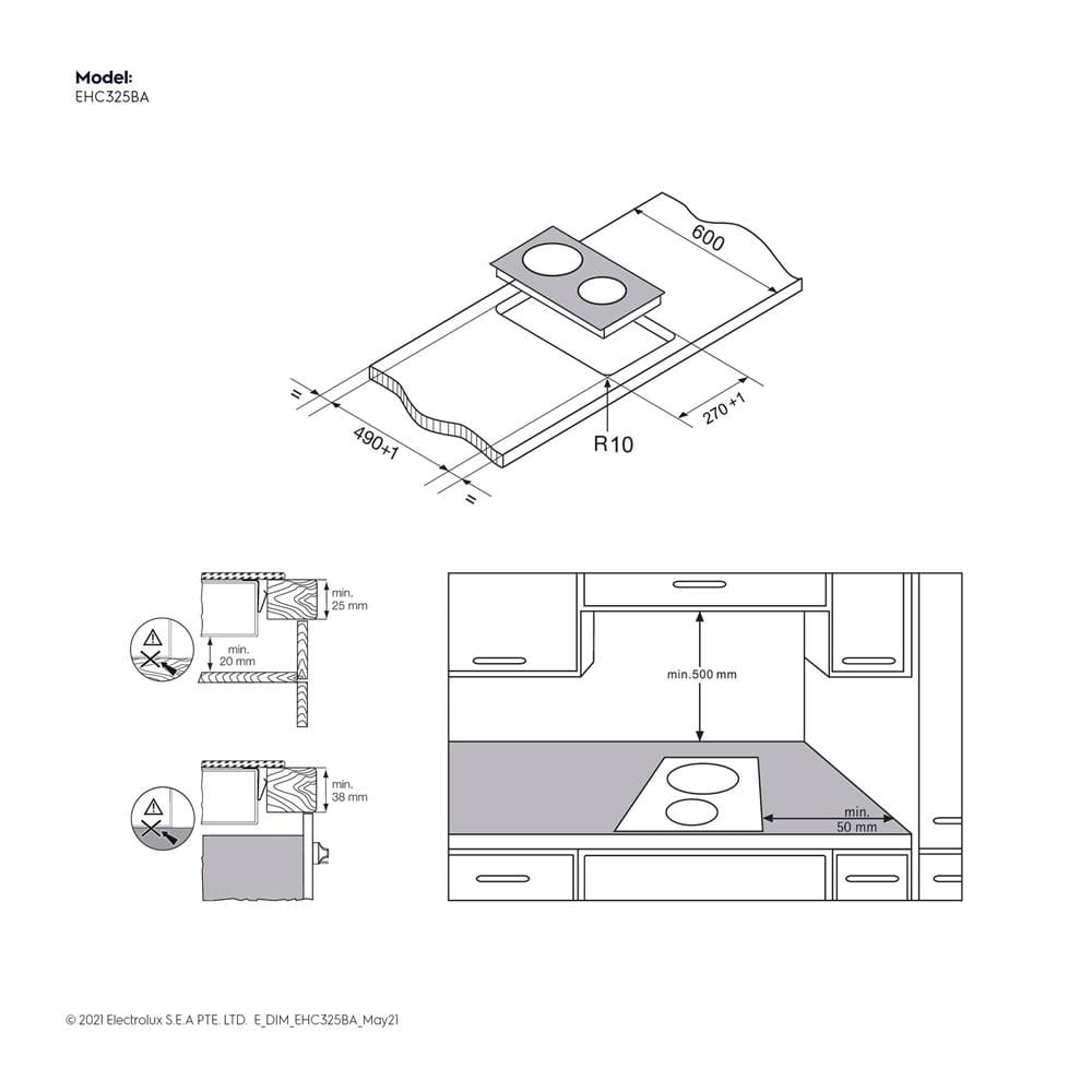 เตาฝัง+เครื่องดูดควัน ELECTROLUX EHC325BA+ECP6541X