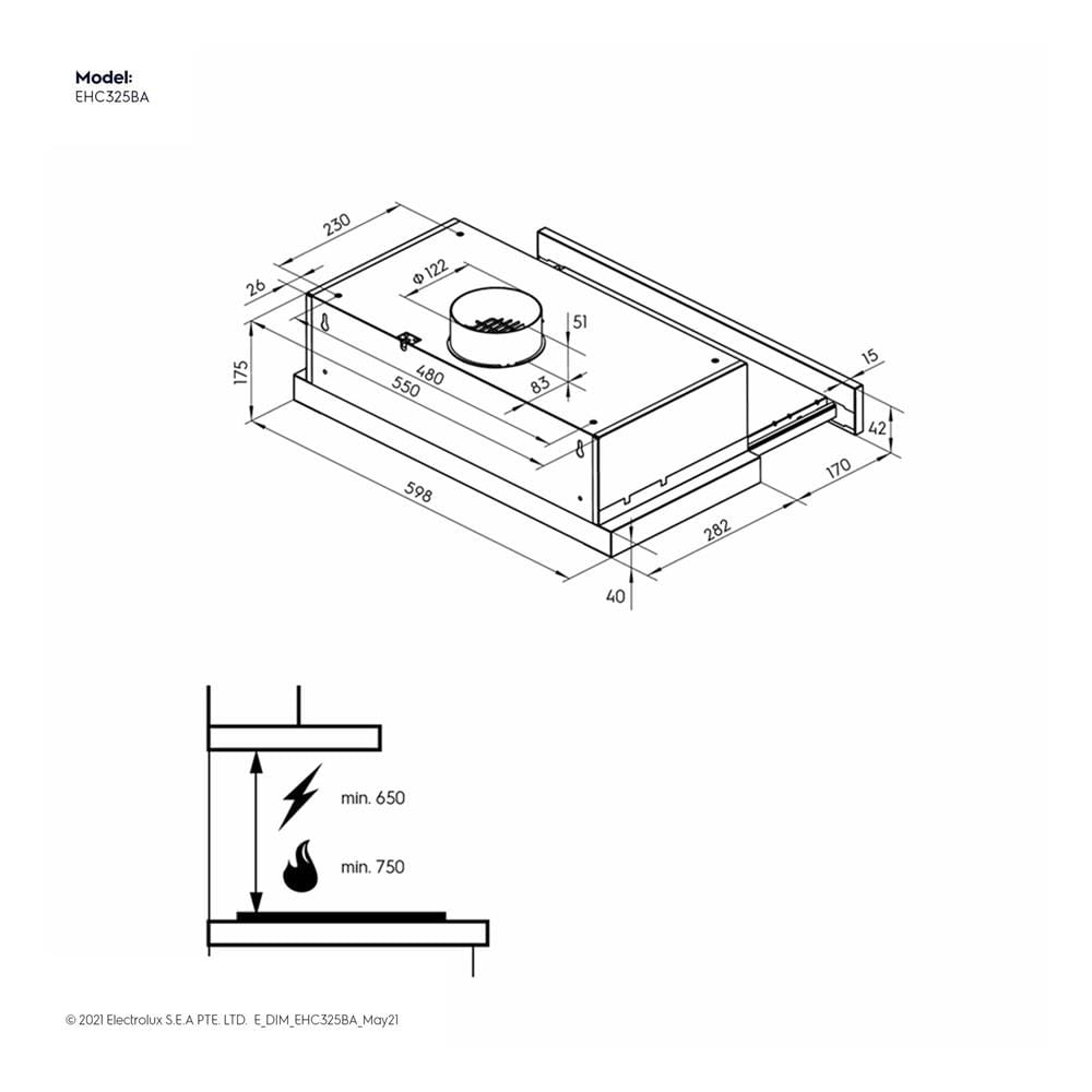 เตาฝัง+เครื่องดูดควัน ELECTROLUX EHC325BA+ECP6541X