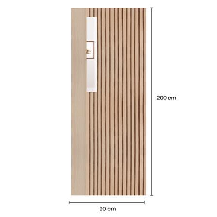 ประตูภายในโพลีสไตรีน ไม่เจาะลูกบิด LINEDEKOR ONE EIGHT 90x200 ซม. สีบีช_4