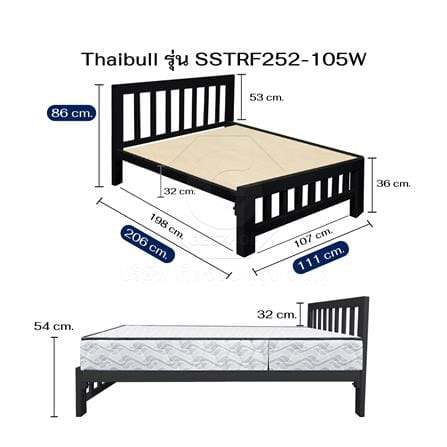 เตียงเหล็ก 3.5 ฟุต THAIBULL SSTRF252-105W สีดำ_7
