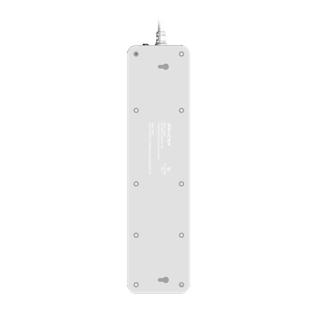 รางปลั๊กไฟ 5 ช่อง 5 สวิตช์ RACER 10 แอมป์ 3 ม. สีขาว