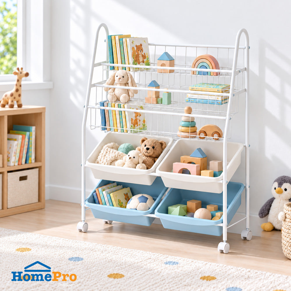ชั้นวางของ 5 ชั้น STACKO LITTLE-P 76x30x99 ซม. สีขาว/ฟ้า