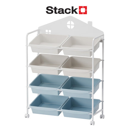 ชั้นวางของ 4 ชั้น พร้อมถาด STACKO LITTLE-P 75.4X29.5X107 ซม. สีขาว/ฟ้า_1