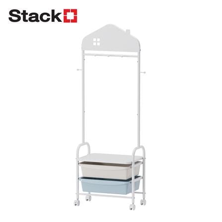 ชั้นลิันชัก 2 ชั้นพร้อมขอแขวน STACKO LITTLE-P 46X31X133 ซม. สีขาว/ฟ้า