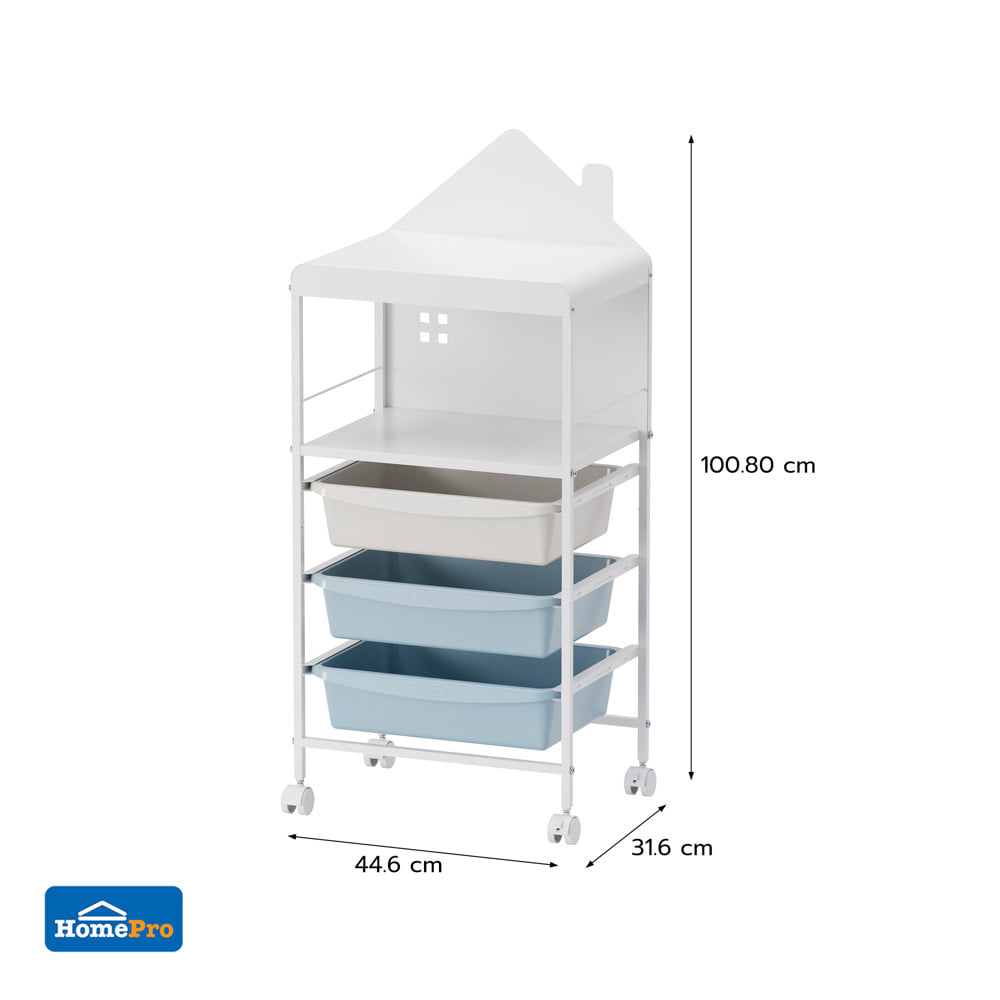 ชั้นลิ้นชัก 3 ชั้น STACKO LITTLE-P 44.6X31.6X100.8 ซม. สีขาว/ฟ้า