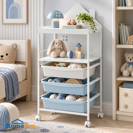 ชั้นลิ้นชัก 3 ชั้น STACKO LITTLE-P 44.6X31.6X100.8 ซม. สีขาว/ฟ้า