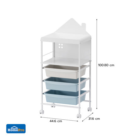 ชั้นลิ้นชัก 3 ชั้น STACKO LITTLE-P 44.6X31.6X100.8 ซม. สีขาว/ฟ้า_8