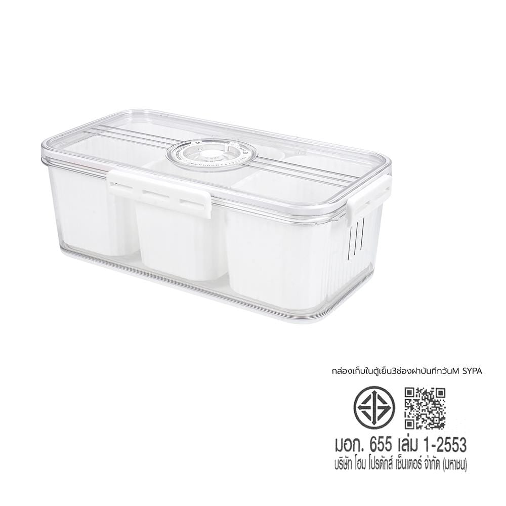 กล่องจัดเก็บในตู้เย็น 3 ช่อง ฝาบันทึกวันได้ KECH SYPA SIZE M