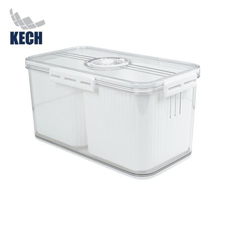 กล่องจัดเก็บในตู้เย็น 2 ช่อง ฝาบันทึกวันได้ KECH SYPA SIZE M_0