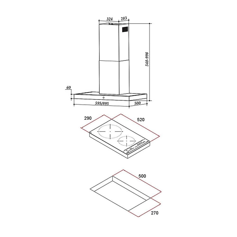 เตาฝัง+เครื่องดูดควัน LINEA IBS32920Q+LDHTC60SS สเตนเลส