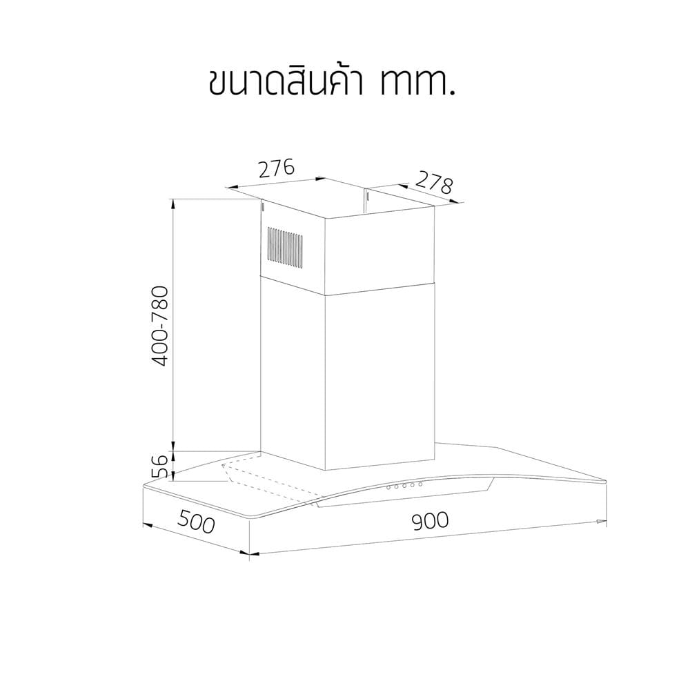 เครื่องดูดควันกระโจม LUCKY FLAME RWA-C19015 90 ซม.