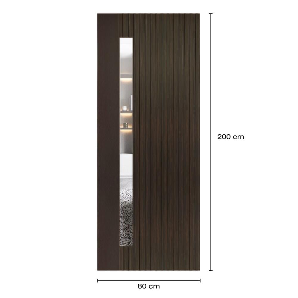 ประตูภายในโพลีสไตรีน ไม่เจาะลูกบิด LINEDEKOR ONE FIFTH 80x200 ซม. สีโอ๊ค