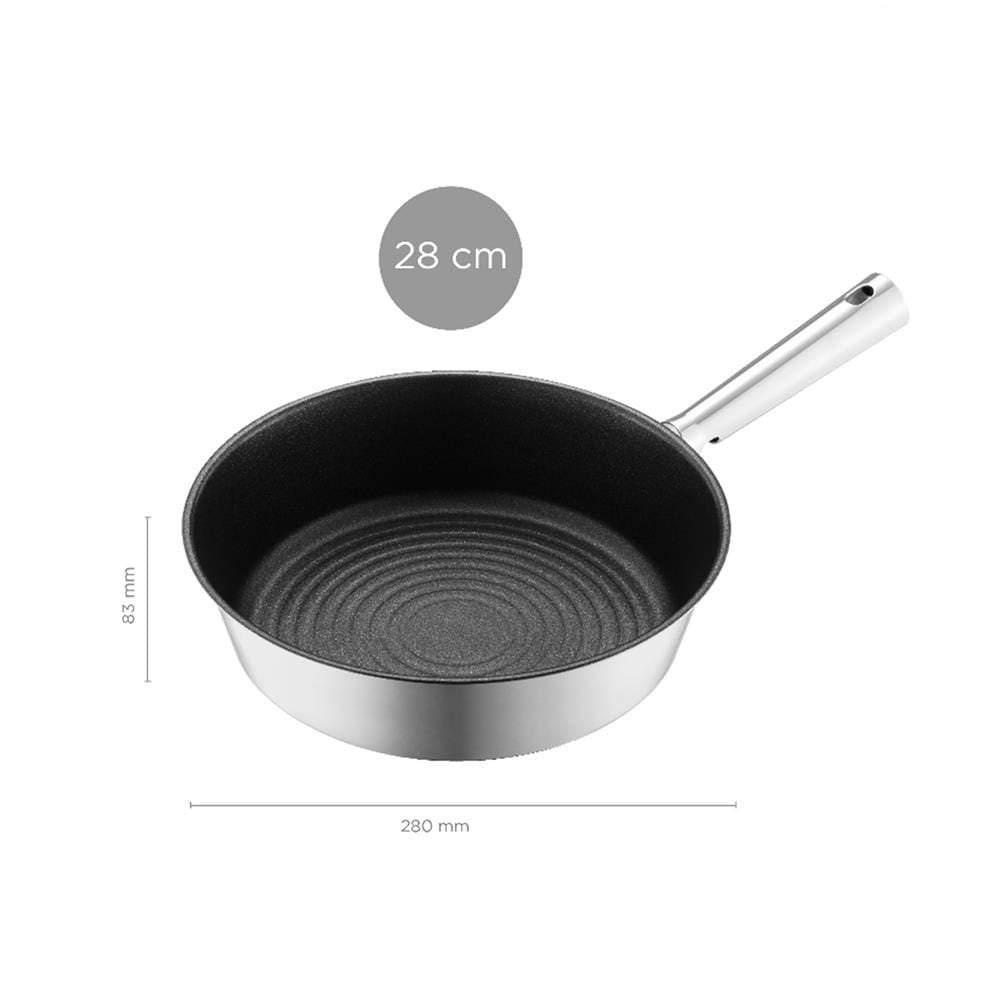 กระทะลึก 28 ซม. LOCKNLOCK SUIT STAINLESS สีเงิน