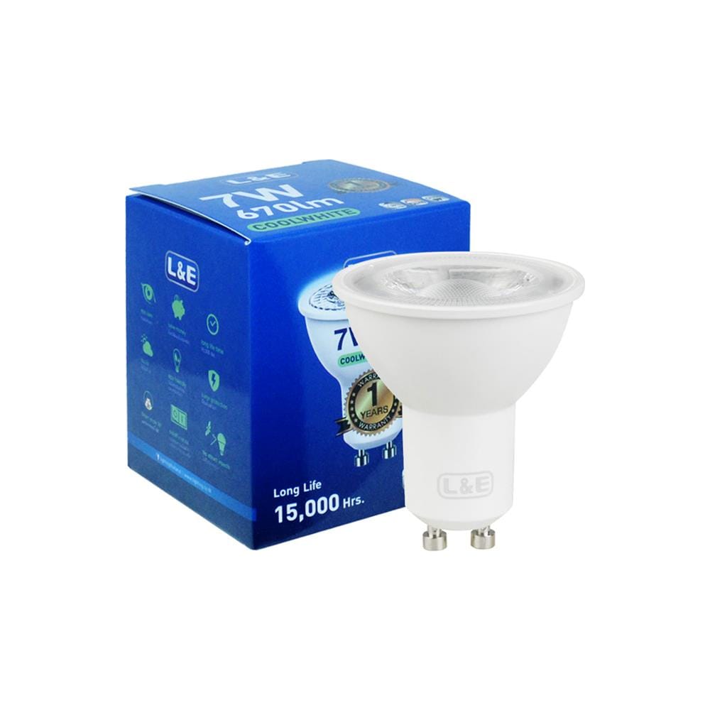 หลอด LED L&E MR16/PAR DIM 220V 7 วัตต์ COOL WHITE GU10